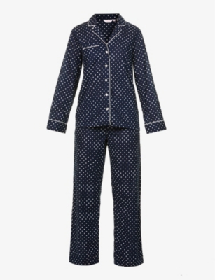 Derek Rose Plaza Spotted Cotton-poplin Pyjama Set In Blue