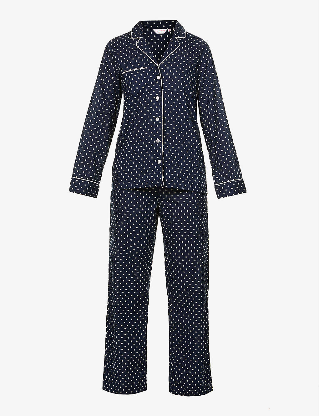 Derek Rose Plaza Spotted Cotton-poplin Pyjama Set In Blue