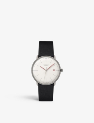 JUNGHANS: 027/4009.02 Max Bill Bauhaus Edition stainless-steel and leather automatic watch