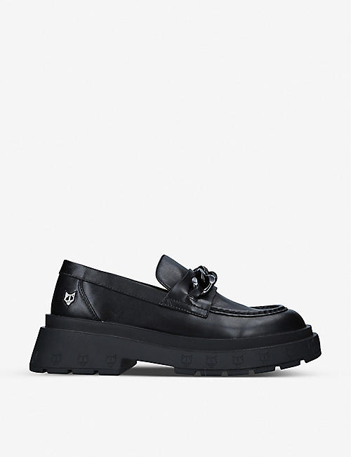 NAKED WOLFE: Amalfi chain-detail platform leather loafers