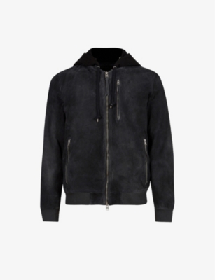 ALLSAINTS Troy detachable hood suede bomber jacket Selfridges