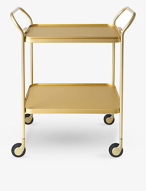 KAYMET: Two-tier gold-tone aluminium trolley 65cm x 53.5cm