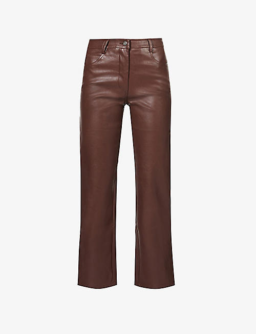 MIAOU: Junior slim-fit high-rise vegan leather trousers