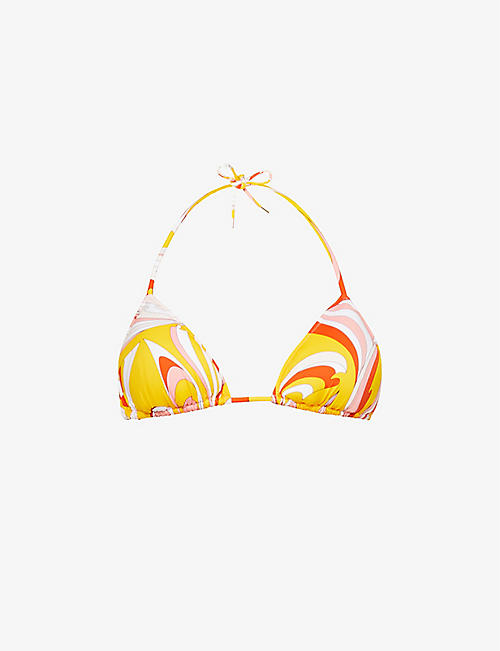 EMILIO PUCCI: Vortici-print triangle bikini top