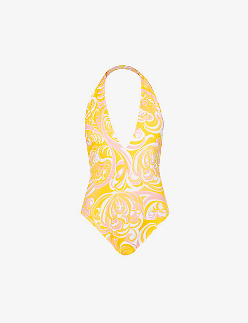 EMILIO PUCCI: Albizia-print halter-neck swimsuit