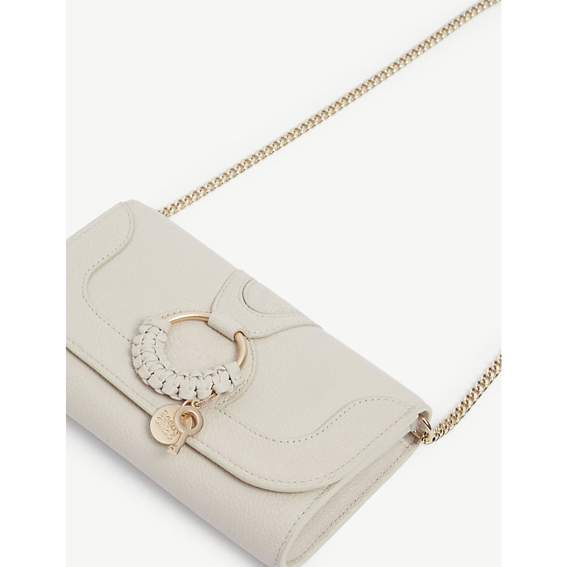 Shop See By Chloé Hana Leather Wallet-on-chain In Cement Beige