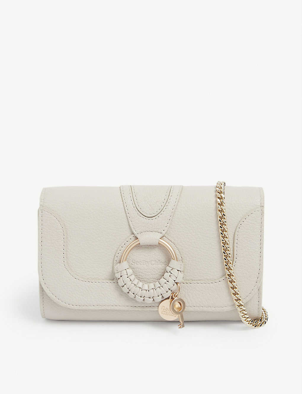 See By Chloé See By Chloe Womens Cement Beige Hana Leather Wallet-on-chain