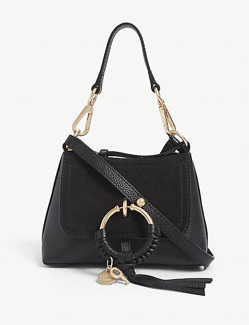 SEE BY CHLOE: Joan mini suede and leather cross-body bag