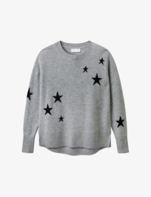 THE WHITE COMPANY Star print cashmere crew neck jumper