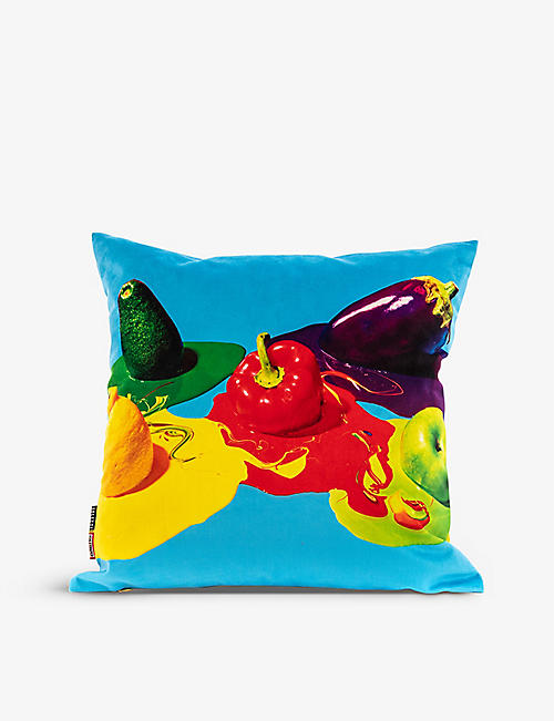 SELETTI: Vegetables graphic-print woven cushion cover 50cm