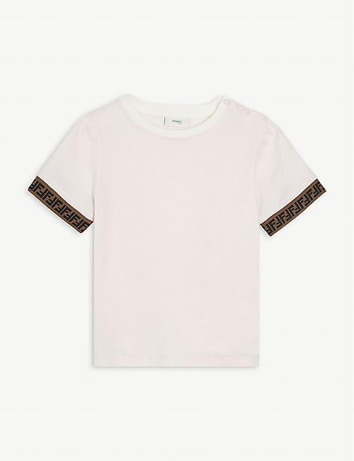 FENDI: FF tape-trimmed stretch-cotton T-shirt 6-24 months