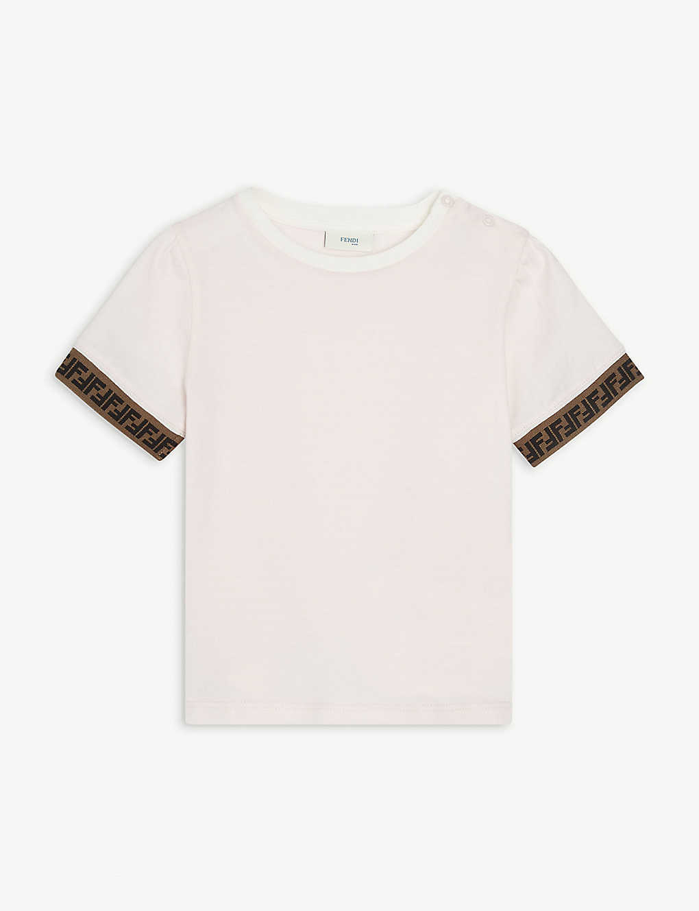 Selfridges & Co Clothing T-shirts Short Sleeved T-Shirts FF tape-trimmed stretch-cotton T-shirt 6-24 months 