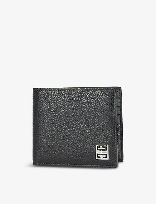 GIVENCHY: Logo-plaque grained-leather billfold wallet