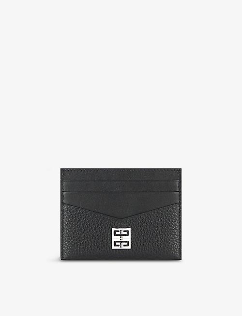 GIVENCHY: Logo-plaque grained-leather card holder