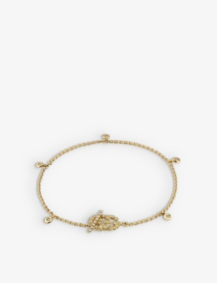 GUCCI - Double G Key gold-tone brass and crystal bracelet 