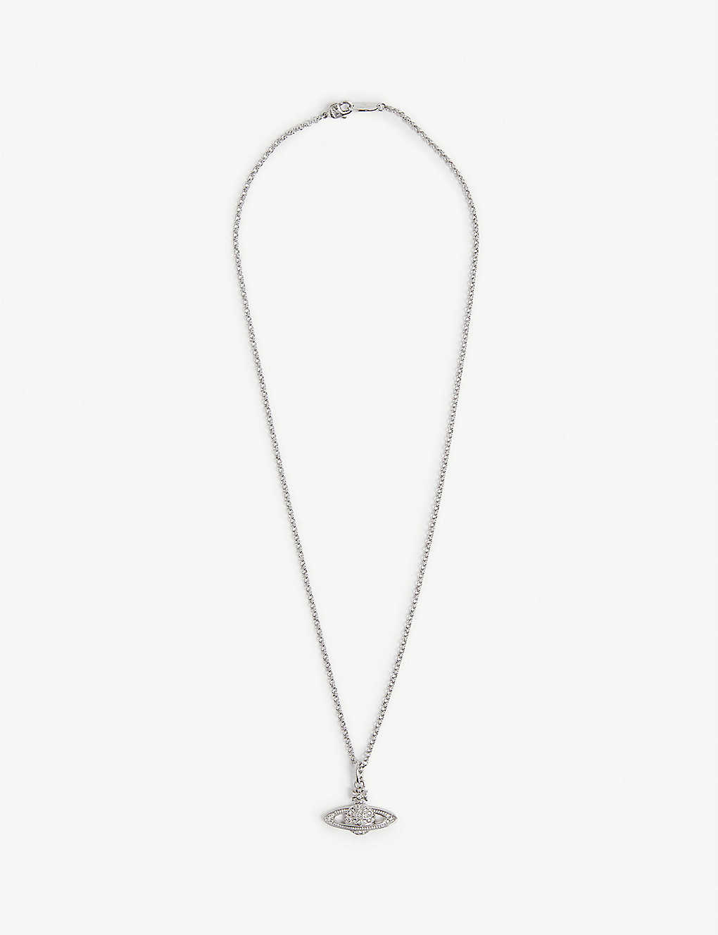 Vivienne Westwood Bas Relief Orb Mini Silver-tone Brass Necklace In Rhodium Crystal