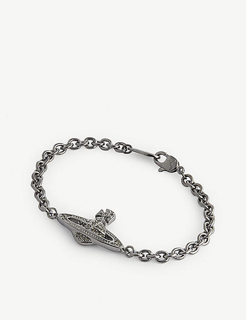 VIVIENNE WESTWOOD: Mini Bas Relief gunmetal-tone and Swarovski crystal chain bracelet