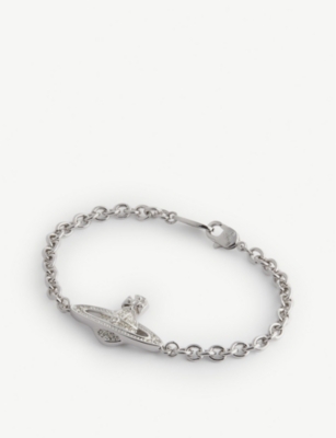 VIVIENNE WESTWOOD: Mini Bas Relief brass and Swarovski crystal chain bracelet