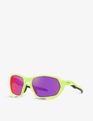 Shop Oakley Women's Yellow Oo9019 Plazma Rectangle-frame Nylon Sunglasses