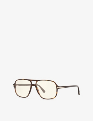 Tom Ford Womens Brown Ft5737 Aviator-frame Tortoiseshell Acetate Optical Glasses In Brown