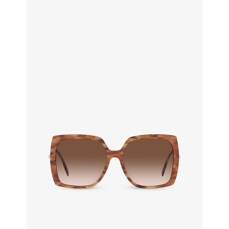 Burberry Womens Brown Be4332 Square-frame Acetate Sunglasses