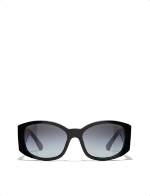 Chanel - Oval Sunglasses - Black Gold Mirror - Chanel Eyewear - Avvenice