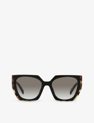 Prada Womens Black Pr 15ws Cat-eye Frame Acetate Sunglasses In Black,medium Tortoise
