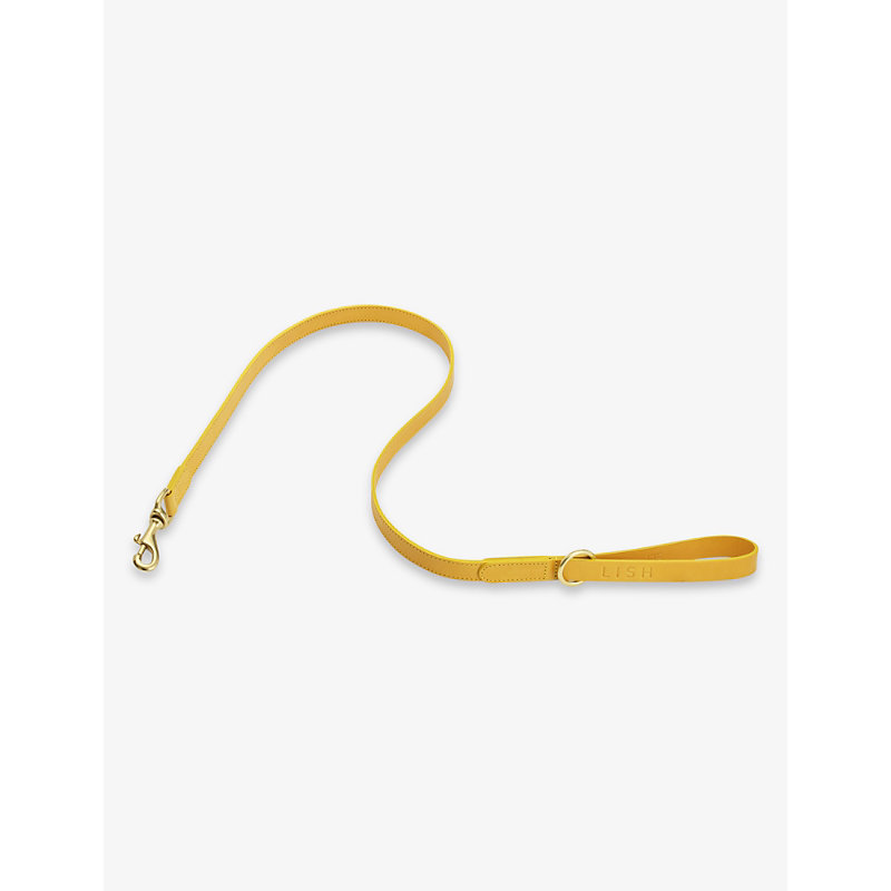 Lish Coopers Large Leather Dog Lead In Lemon Yellow