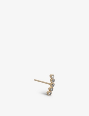 RACHEL JACKSON: Curved 9ct yellow-gold and diamond stud earring