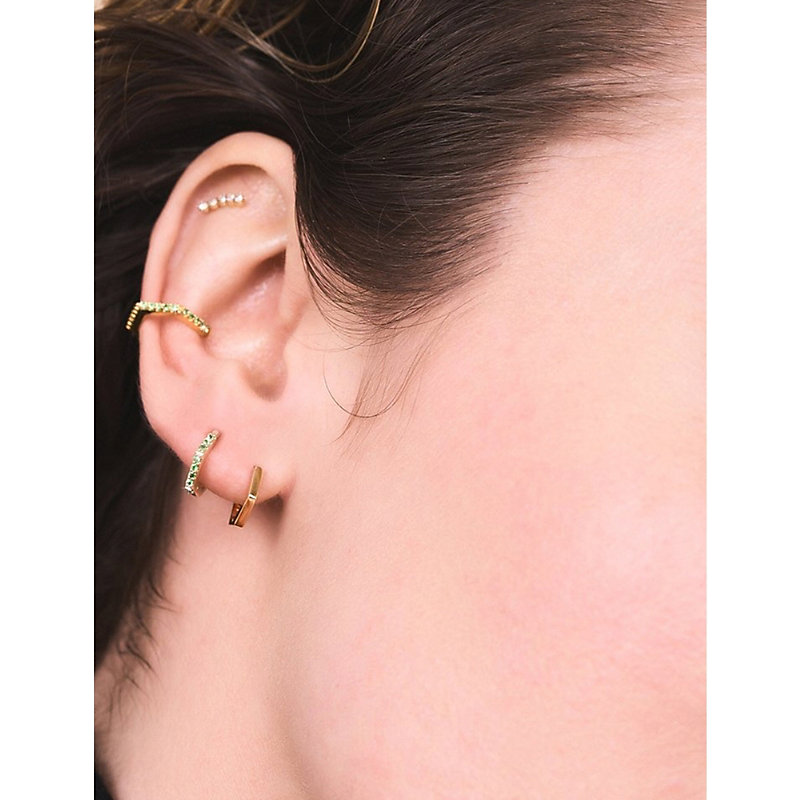 Shop Rachel Jackson Women's Gold Hexagonal 9ct Yellow-gold Single Huggie Hoop Earring