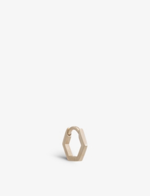 RACHEL JACKSON: Hexagonal 9ct yellow-gold single huggie hoop earring