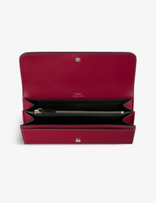 Shop Cartier C De  Leather Wallet In Cherry Red