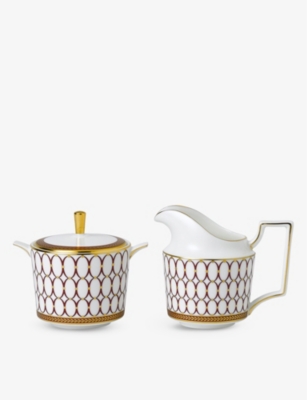 WEDGWOOD: Renaissance Red sugar and cream jug  set of two