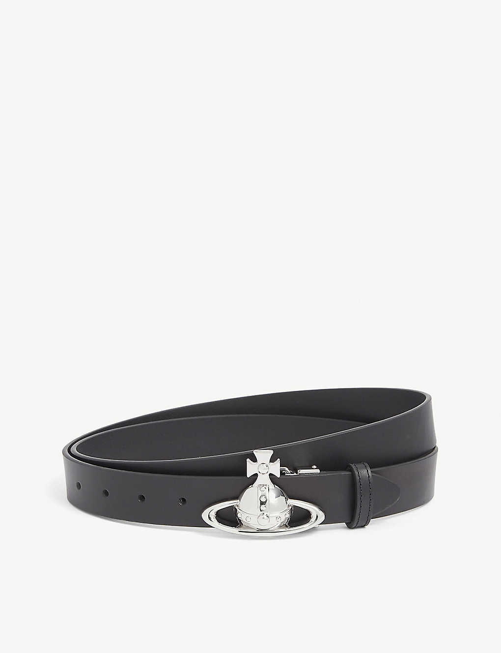 Vivienne Westwood Orb-embellished Leather Belt In Black Silver