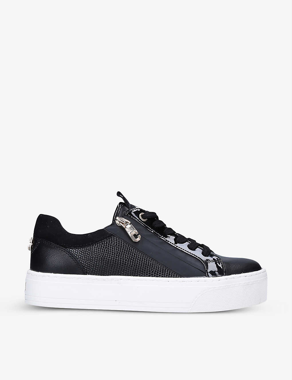 Carvela Junior Zip Chunky-soled Low-top Faux Leather Trainers In Black
