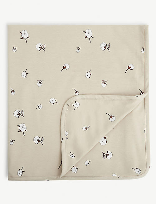 ORGANIC ZOO: Field floral-print reversible organic-cotton blanket 77cm x 77cm