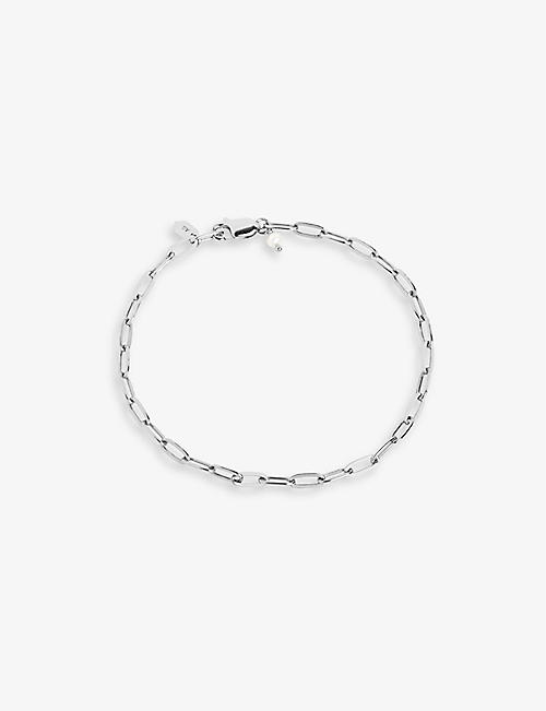 MARIA BLACK: Gemma small/medium rhodium-plated sterling silver and pearl chain bracelet