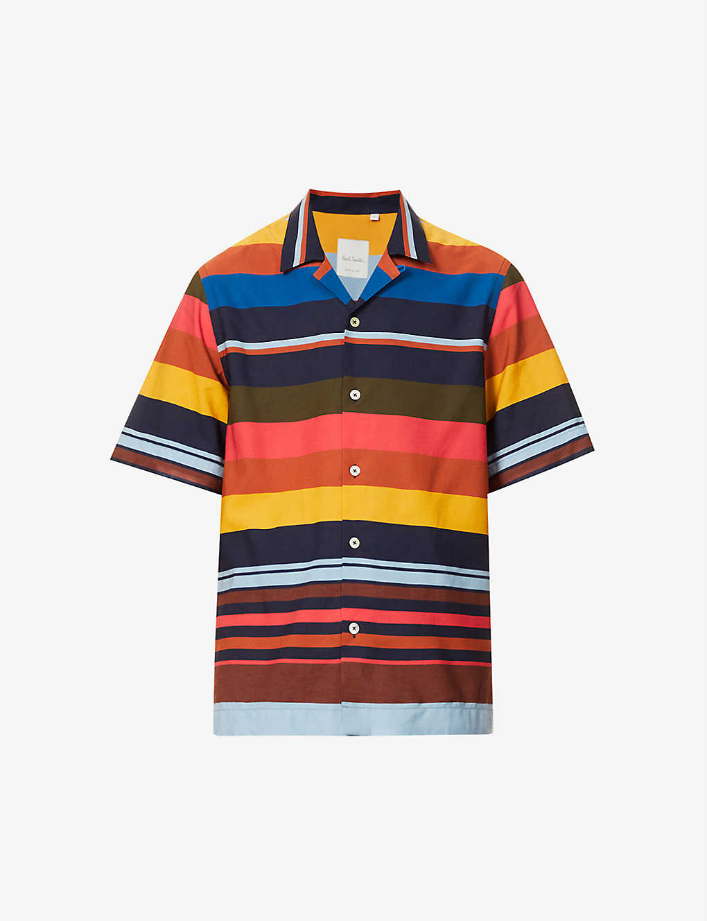 Striped-pattern revere-collar crepe shirt(9239563)