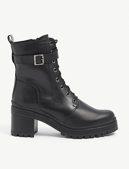CARVELA COMFORT: Heeled chunky-soled lace-up leather boots