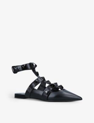 VALENTINO GARAVANI Roman Stud pointed-toe leather mules