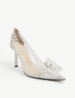 MACH & MACH Fantasy Bow faux pearl-embellished PVC heels