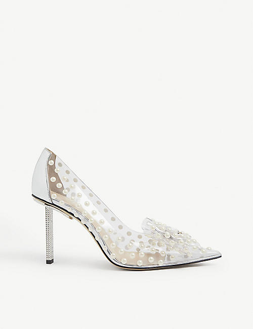 MACH & MACH: Fantasy Bow faux pearl-embellished PVC heels