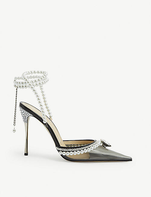 MACH & MACH: Elizabeth pearl-embellished PVC heeled sandals