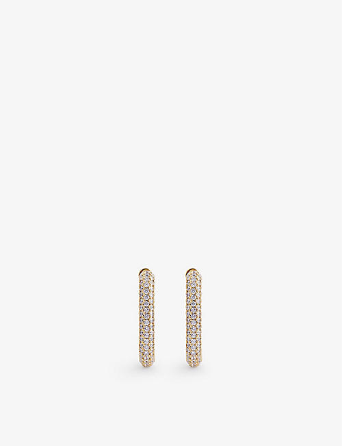OMA THE LABEL: Chi crystal-embellished 18ct yellow gold-plated hoop earrings