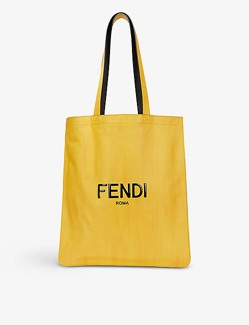 FENDI: Logo-embossed leather shopper tote bag