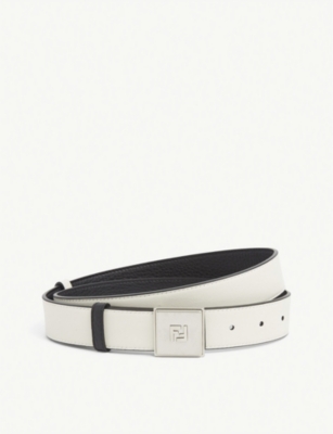 FENDI Box logo-embossed leather belt