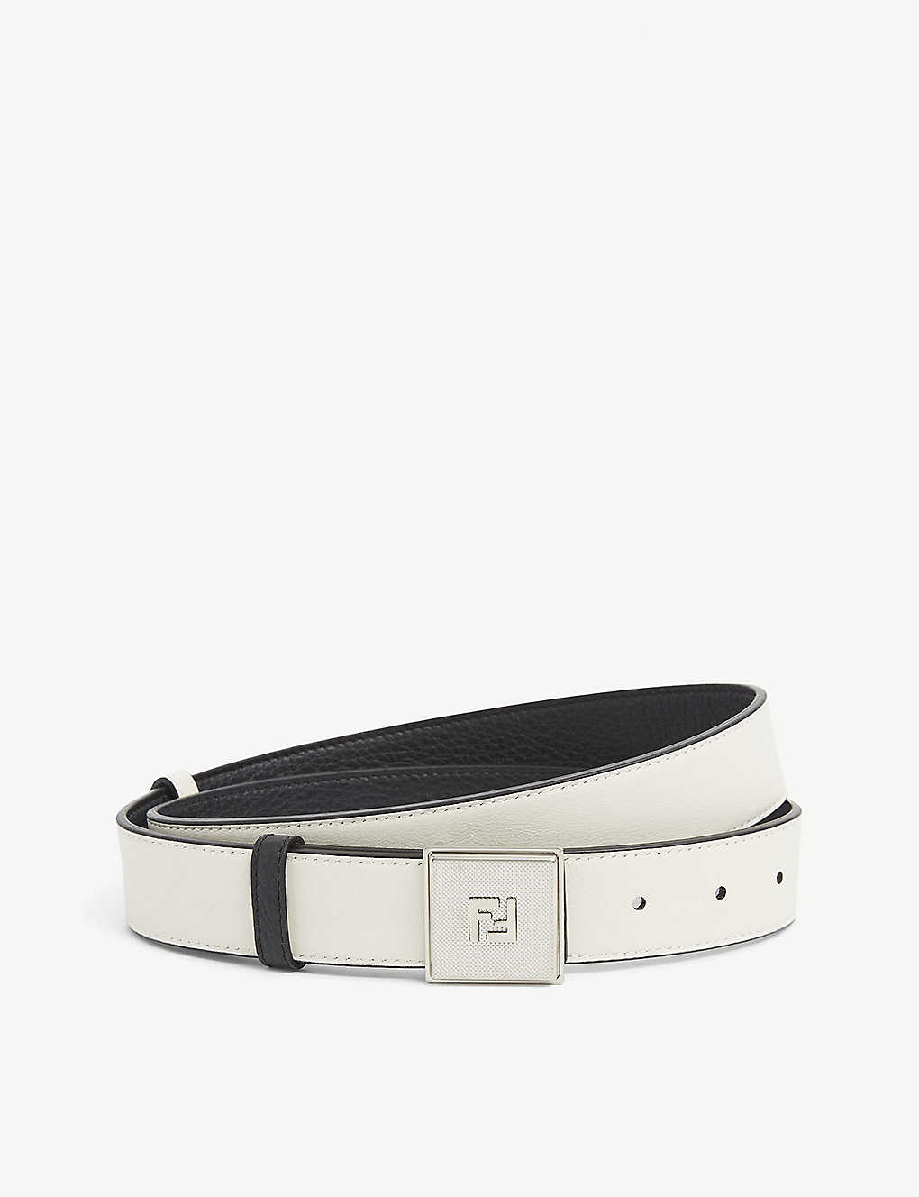 FENDI Box logo-embossed leather belt
