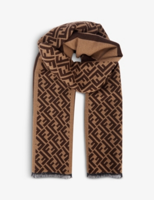 FENDI Brand embroidered wool scarf Selfridges