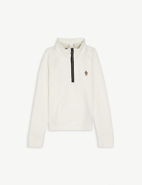 MONCLER: Logo-embroidered fleece top 6-14 years