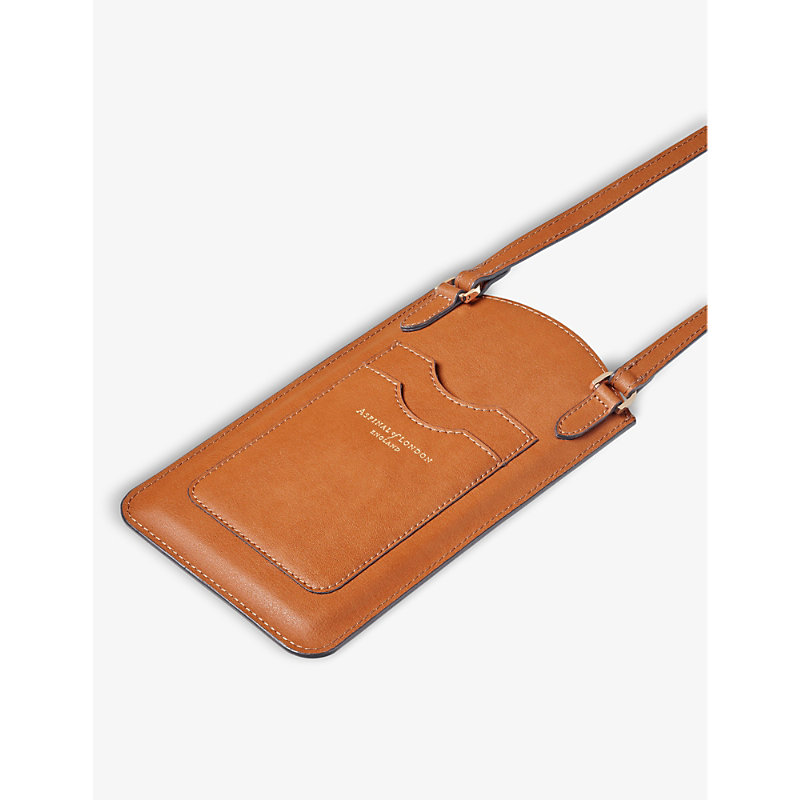 Shop Aspinal Of London Women's Tan London Grained-leather Phone Case